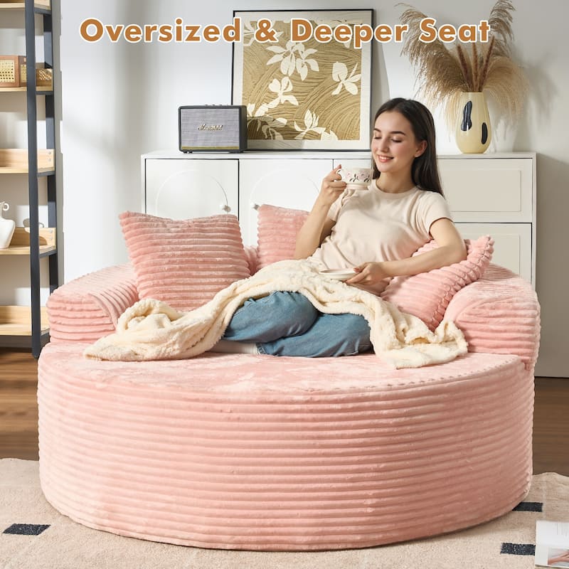 XIZZI Modern Round Plush Lounge Sofa with Cushions