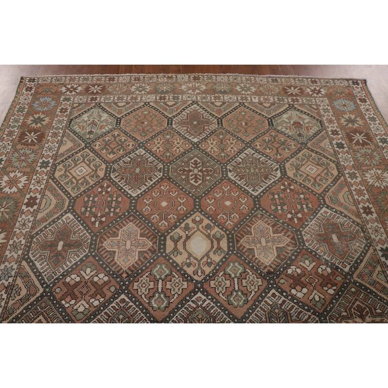 Garden Design Bakhtiari Persian Vintage Rug Hand-Knotted Wool Carpet - 6'10"x 9'10"
