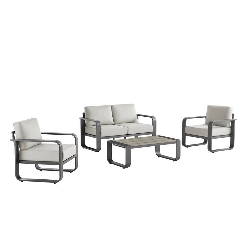 Spruce & Spring Outdoor Patio Furniture Set Aluminum Sofa Accent Chair