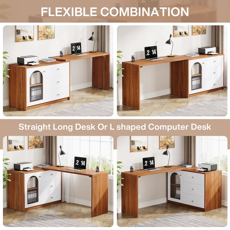 47 Inches Reversible L Shaped Computer Desk for Home Office