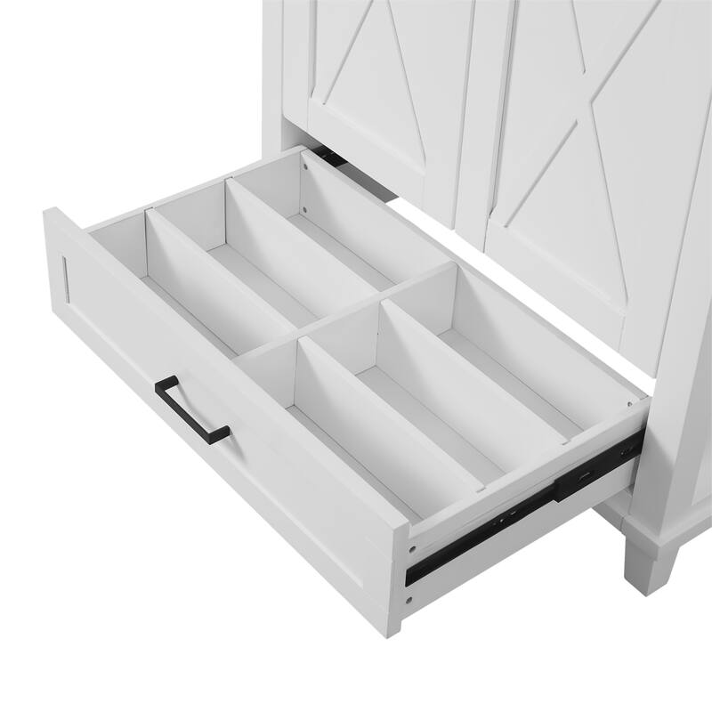 Freestanding Bathroom Vanity with Divided Drawer and Dual Storage Shelves and 2 Soft-Close Doors, for Small to Medium Bathrooms