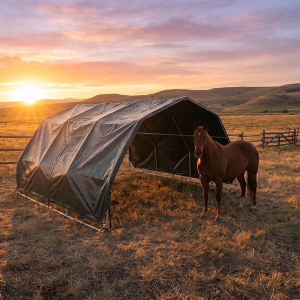 Heavy Duty 12x12 Livestock Shelter with 7.5 oz Waterproof Cover