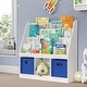 preview thumbnail 16 of 14, RiverRidge Kids Playroom Bookrack with 3 Toy Organizer Cubbies and 4 Book Shelves - White with Optional Bins White with 2 Blue Bins