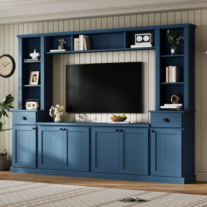 Modern 4-Piece Entertainment Wall Unit Set, Large TV Stand Media Console for TVs Up to 75"