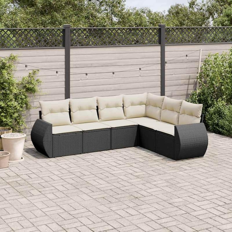 vidaXL Garden Sofa Set Black - Black and cream Large Without table