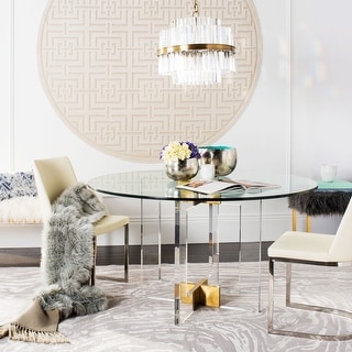 SAFAVIEH Couture Xevera Round Acrylic Dining Table Clear Gold