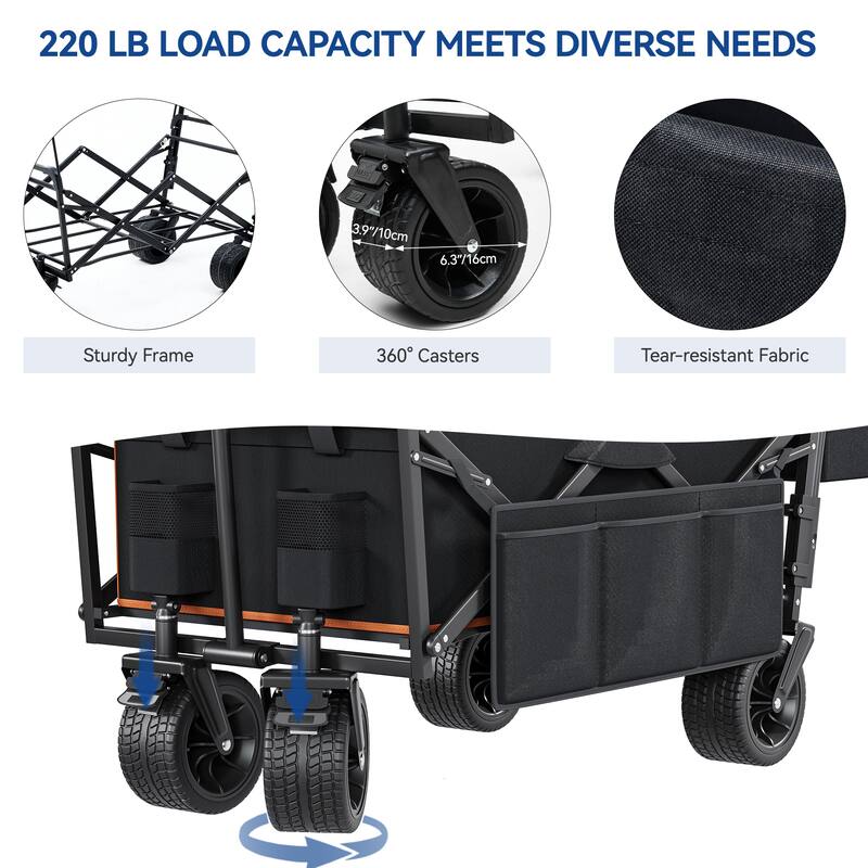 Collapsible Foldable Garden Wagon Cart Utility Cart with Wheels