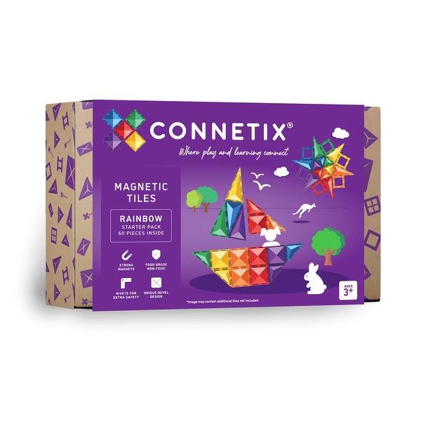 slide 2 of 7, Connetix Magnetic Tiles Rainbow Starter Pack, 60 Pieces Rainbow - Kids