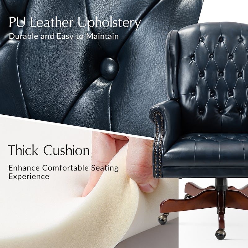 Maximiliano Modern Swivel Executive Chair with Tufted Back by HULALA HOME