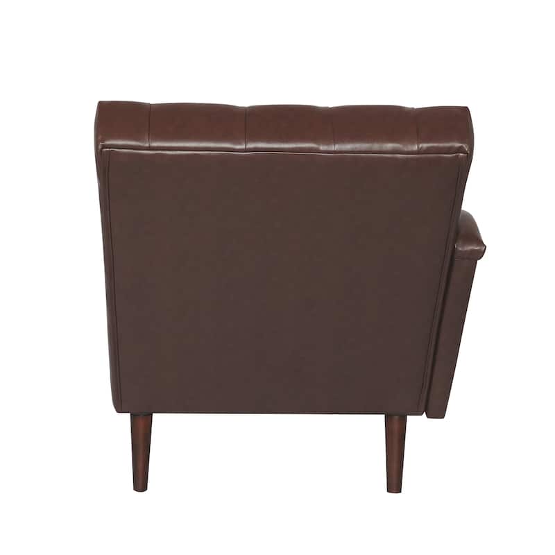 Chaise Lounge Arm Chair with Pillow and Wood Legs,Accent Soft Chair with Tufted Back and Arm,Upholstered Chaise Couch Chair