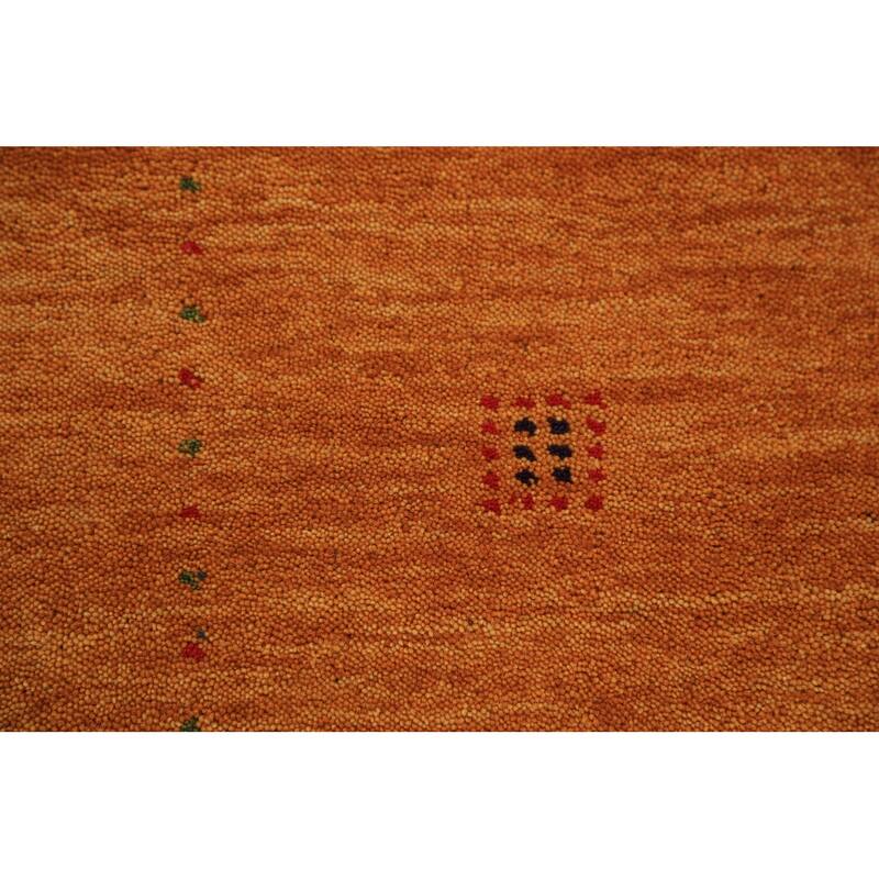 Orange Gabbeh Modern Area Rug Hand-Knotted Wool Carpet - 5'3" x 8'0"