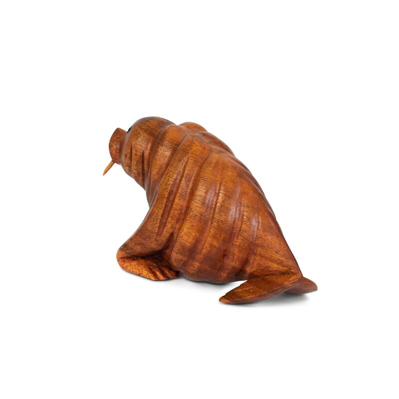 Wood Walrus Figurine Hand Carved Sea Animal Sculpture, Coastal Cabin Decor