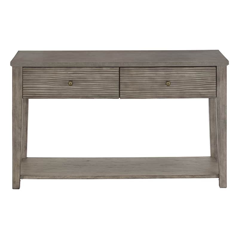 Coober Antique Grey Finish Grey Fiber Cement Sofa Table with Shelf by iNSPIRE Q Modern