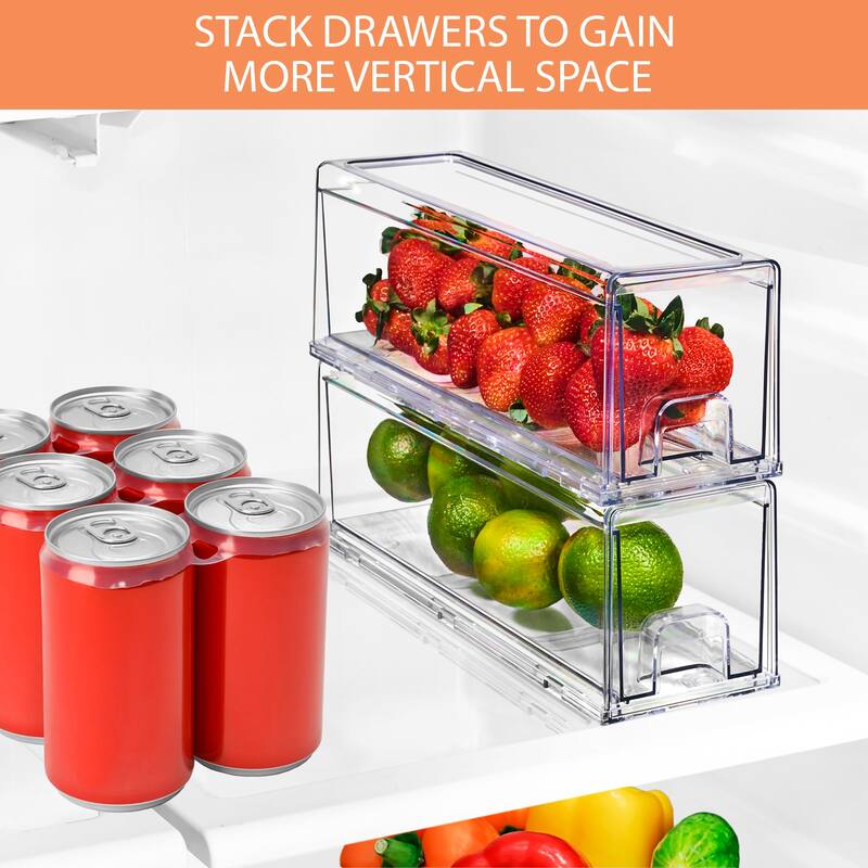 Sorbus Fridge Drawers Clear Small Stackable Pull-Out Refrigerator Food Kitchen Freezer Vanity Organization Storage (4 Pack)