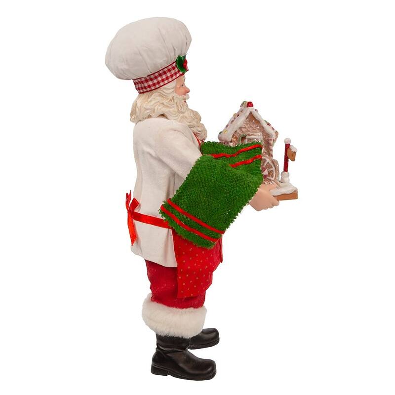 Kurt Adler 11-Inch Fabriché Santa with Gingerbread Train - Multicolored