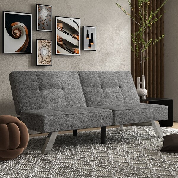 Linen Upholstered Modern Convertible Folding Futon Sofa Bed for Compact Living Space Bed Bath Beyond 39300698