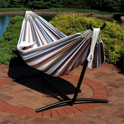 Extra Large Brazilian Double Hammock with Stand and Carry Bag, Max Weight: 400 Pounds, Calming Desert - Calming Desert