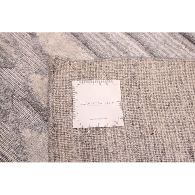 ECARPETGALLERY Hand Loomed Elysian Grey Silk Rug - 6'8 x 9'7