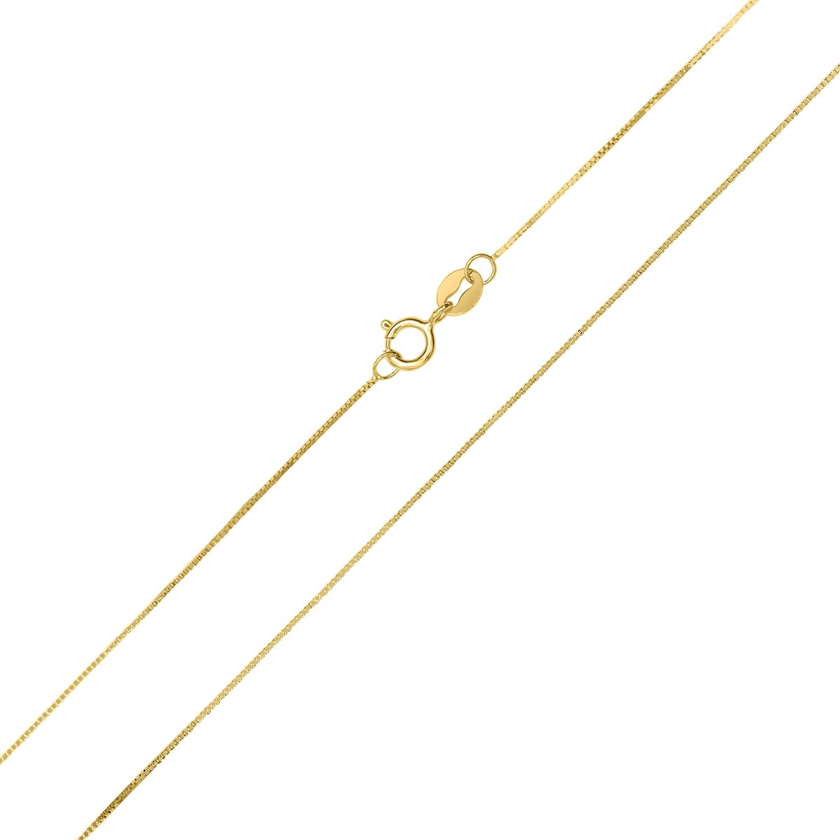 14K Yellow Gold 0.6mm Shiny Classic Box Chain Necklace with Lobster Clasp 16 Inches Long 14K Yellow Gold 0.6mm Shiny Classic Box Chain Necklace with Lobster Clasp 16 Inches Long