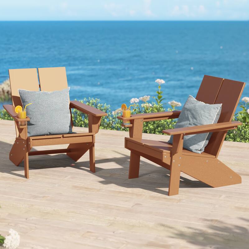 Coastin Modern Poly Adirondack Chair (Set of 2), Black