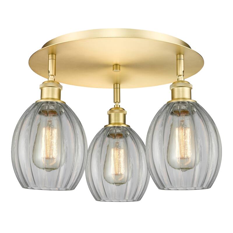 Innovations Lighting Eaton - 3 Light Flush Mount - Clear/Satin Gold