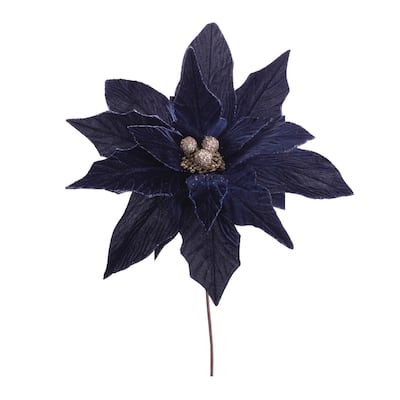 Glittered Poinsettia Flower Stem (Set of 6) - N/A