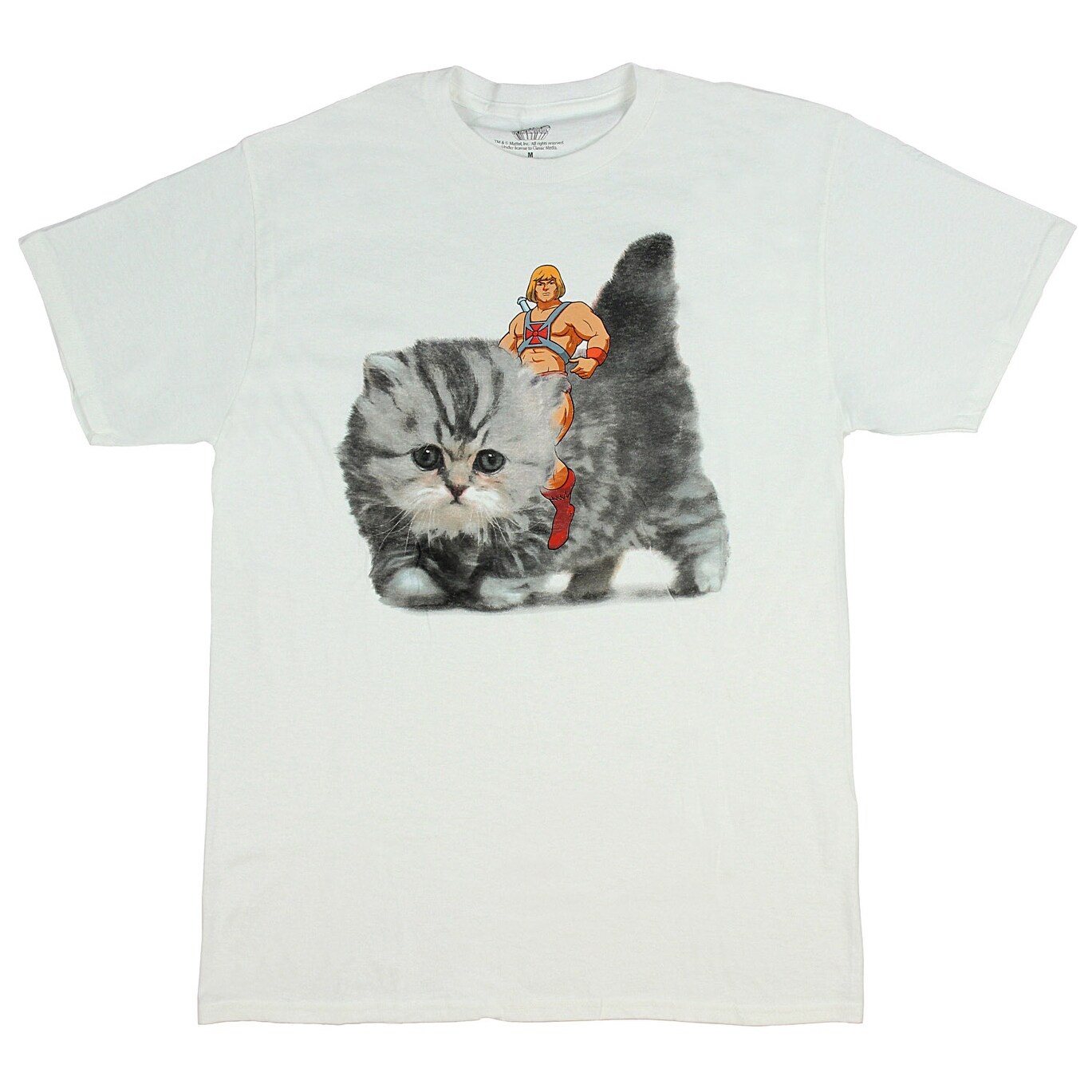 Shop Masters Of The Universe He Man Riding A Kitten Men S T Shirt Overstock 21654035