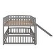 preview thumbnail 6 of 15, Full Over Full Low Bunk Bed with Fence and Ladder for Toddler Kids Teens