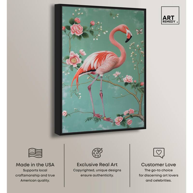 Flamingo's Fable Canvas by Art Remedy