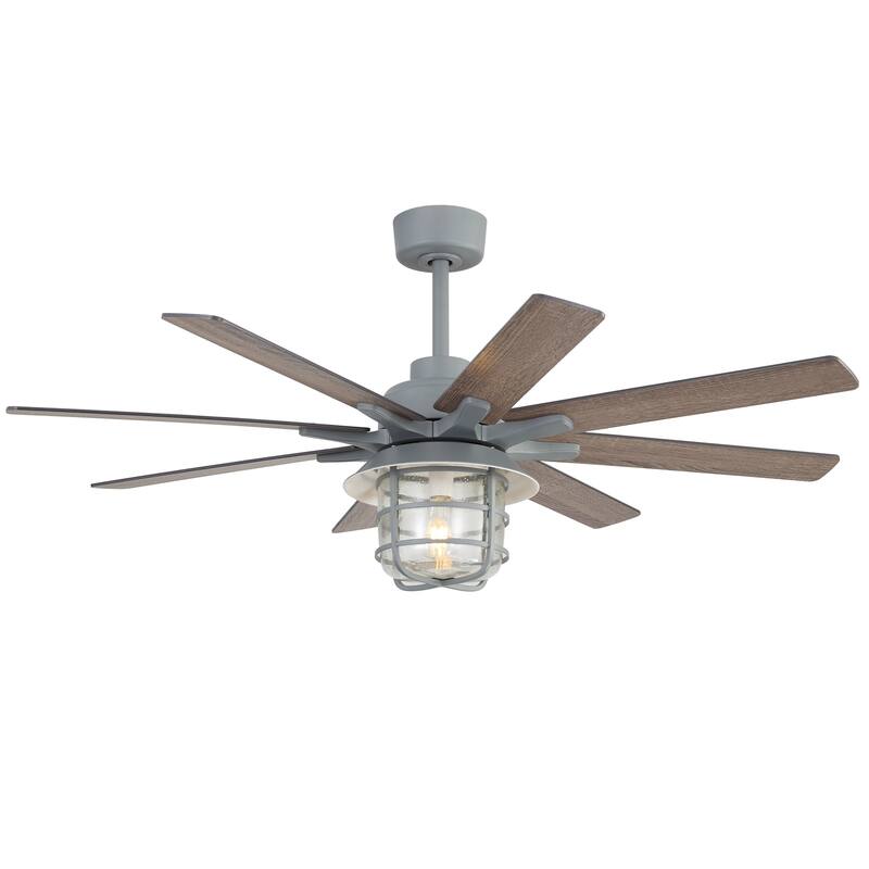 52/66-In Farmhouse Style Industrial Windmill Large Ceiling Fan with Light and Remote
