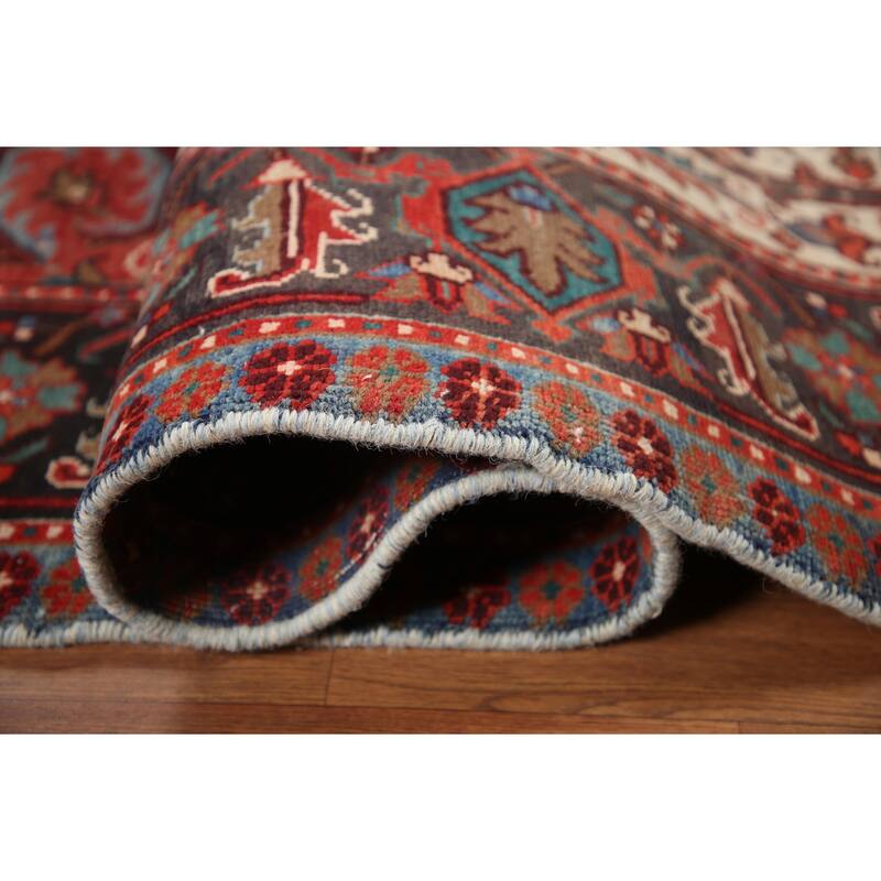 Hand Knotted Oriental 100% Wool Carpet Traditional Medallion Red Heriz Area Rug - 11' 0'' X 7' 8''
