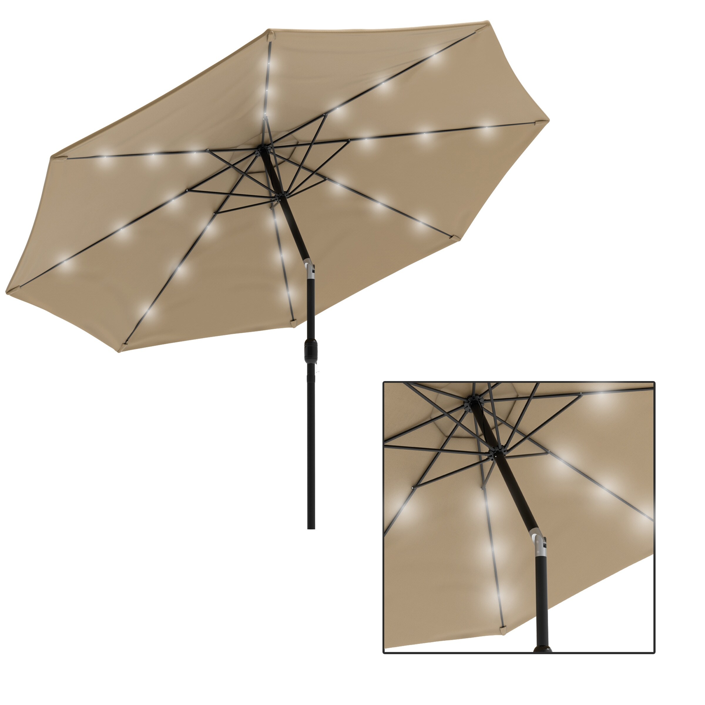 Shop Black Friday Deals On Boynton 10 Foot Patio Umbrella With Solar Powered Led Lights By Havenside Home On Sale Overstock 26855667