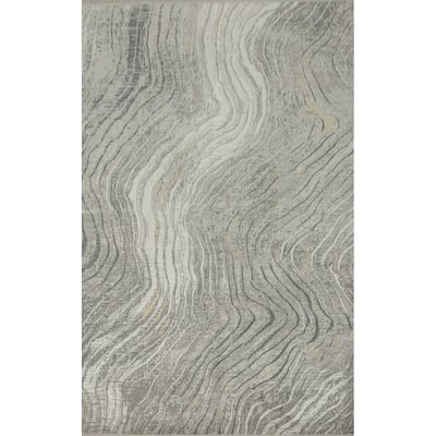 Machine Made Oriental Polyester Carpet Modern Abstract Greys & Charcoal Modern Area Rug - 7' 5'' X 5' 2''