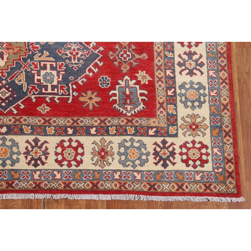 Red Kazak Oriental Area Rug Handmade Traditional Bedroom Wool Carpet - 6'6" x 9'9"