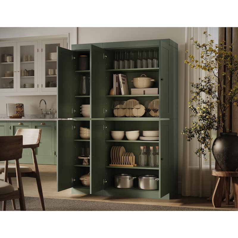 Palace Imports 100% Solid Wood 48.5" Pantry Cabinet with Shaker Doors and Adjustable Shelves