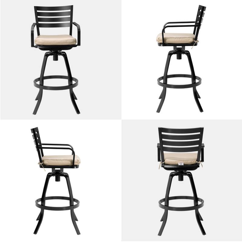 Outdoor Patio Swivel Aluminum Bar Stools Dining Chairs with Sunbrella Cushion