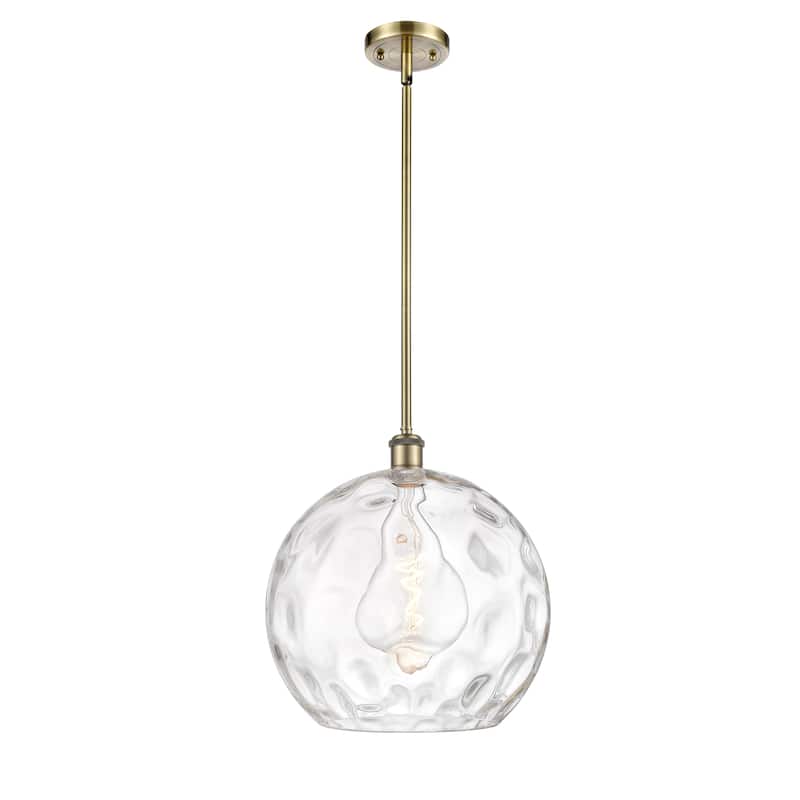 Innovations Lighting Athens Water Glass 1 Light 14" Pendant - Antique Brass