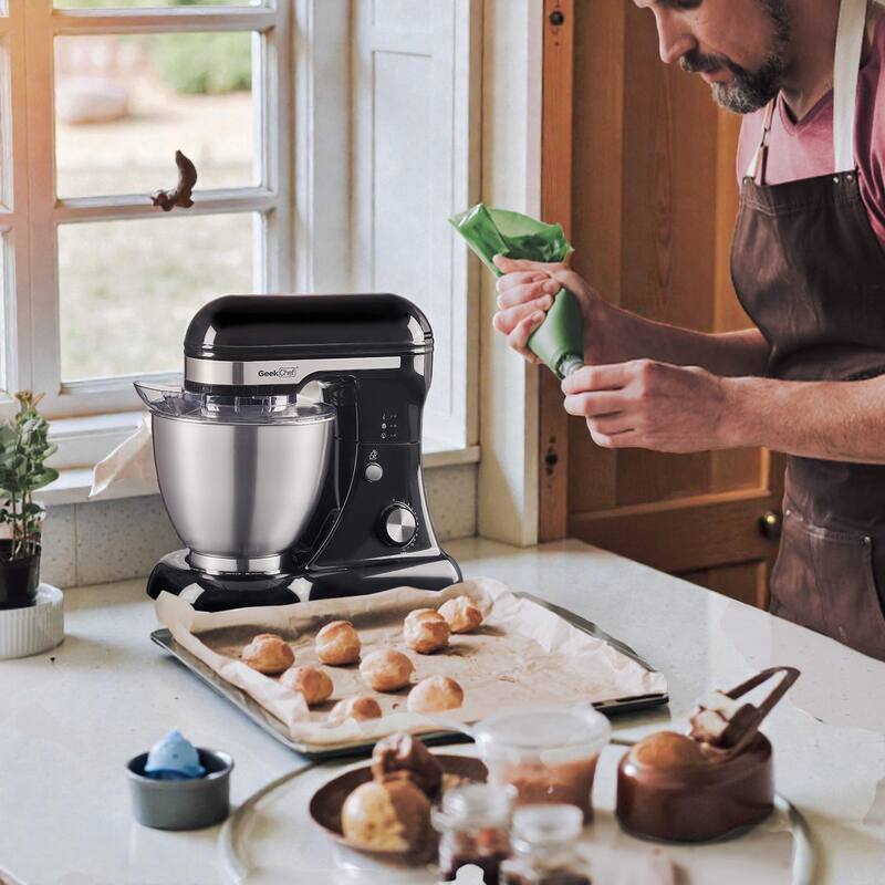 4.8QT Electric Stand Mixer, 12 Speed Tilt Head Food Mixer with Dough Hook, Whisk, Beater, Stainless Bowl