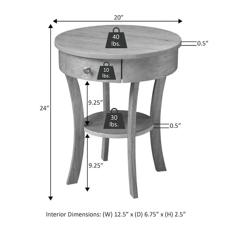 Coastal End Table with Storage - Accent Table, Living Room Side Table, Bedroom Nightstand - 24