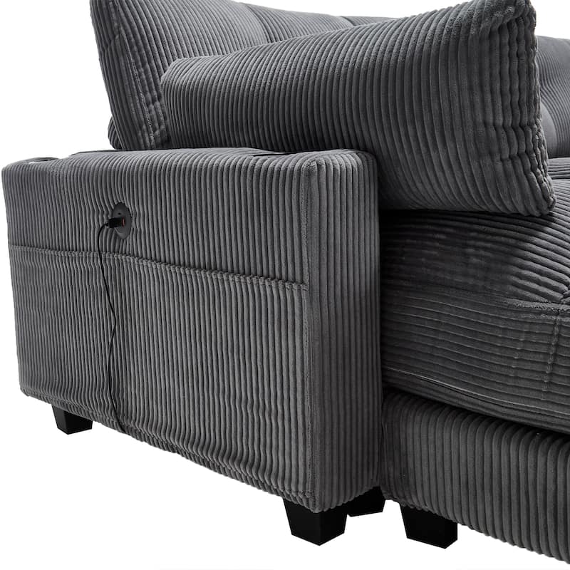 GDFStudio - Corduroy Oversized 44.09" Chaise Sleeper Sofa