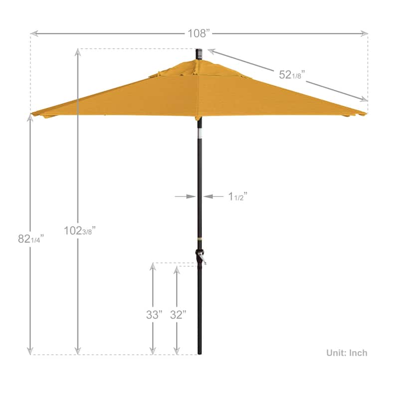 California Umbrella 9' Sunset Series Patio Umbrella Bronze Aluminum Frame and Ribs, Crank Lift Auto Tilt, Pacifica Pacific Blue