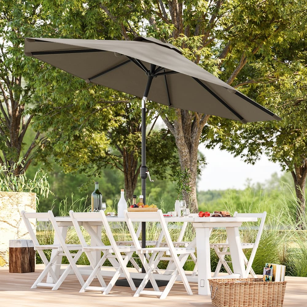 BONOSUKI Patio 9FT Market Umbrellas and Shade, Table Umbrella for Patio and Outdoor With Tilt Button, Anthracite Gray