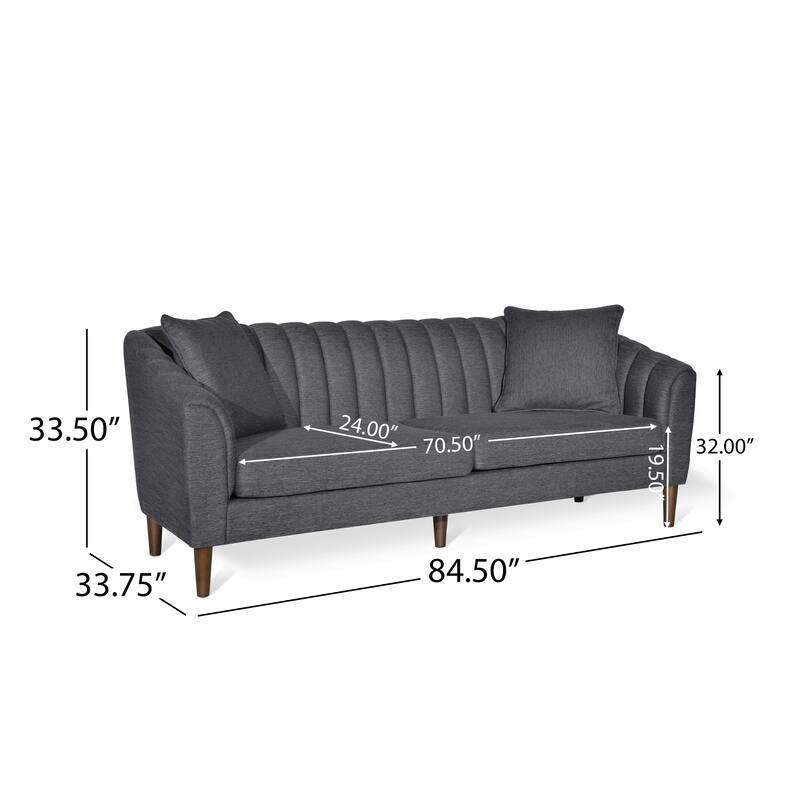 Contemporary Deep Seat Sofa with 2 Accent Pillows & Sloped Arms