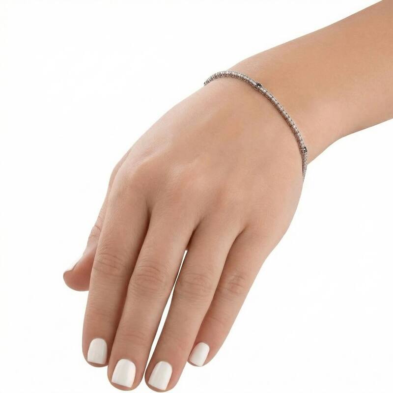 Bliss Diamond 1 1/10 Ct Diamond & Blue Sapphire Tennis Bracelet White Gold 7" Lab Grown