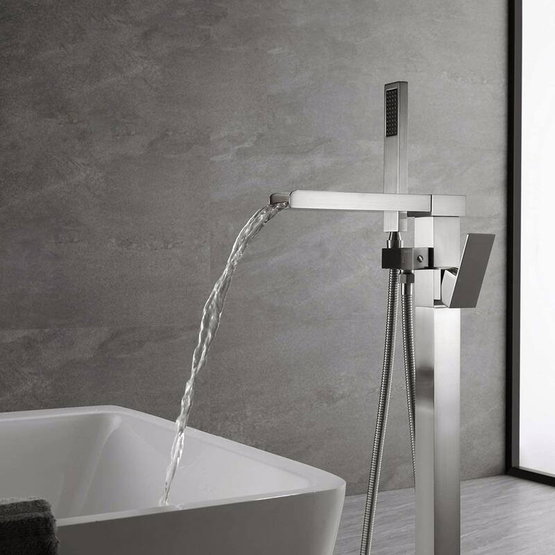 BATHLET Single Handle Floor Mounted Freestanding Tub Filler with Handshower