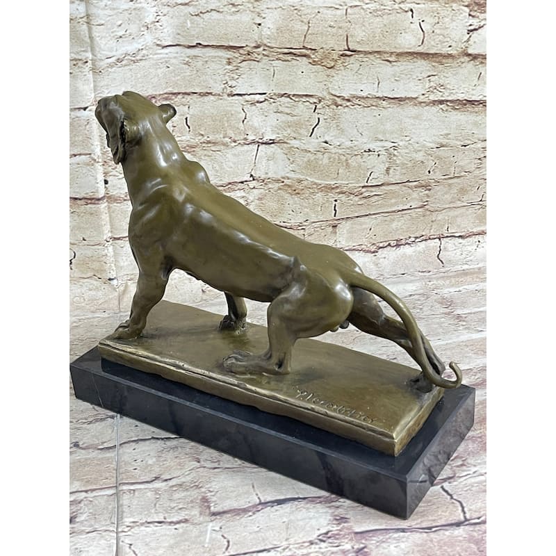Jaguar Panther Imitative Leopard Cougar Big Imitative Cat Collector Bronze Marble Statue Art Decor