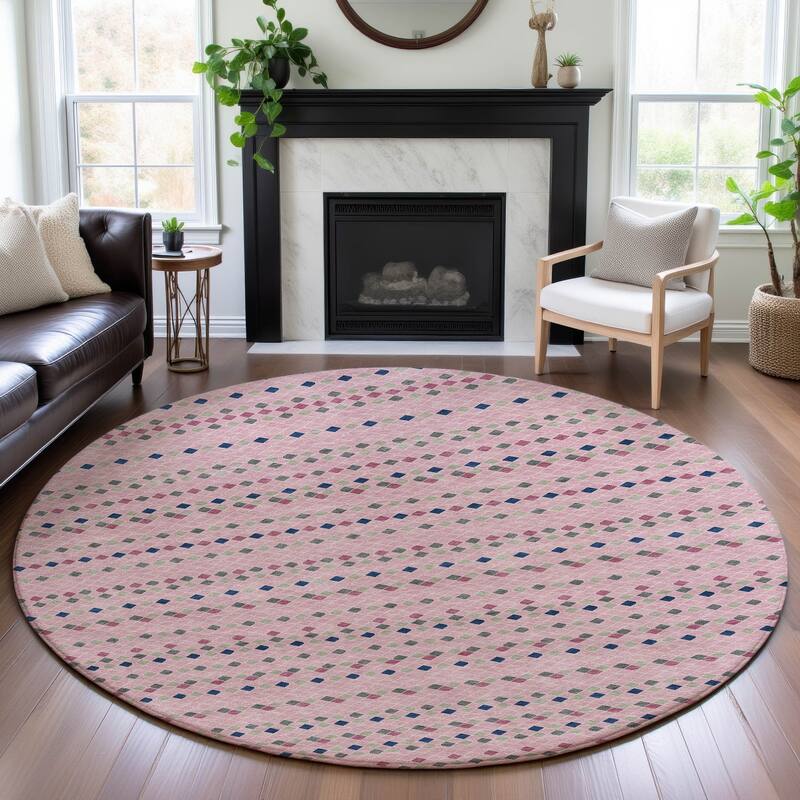 Premium Washable Super Soft Boho Global Mayfield Rug - Pink - 8' x 8'