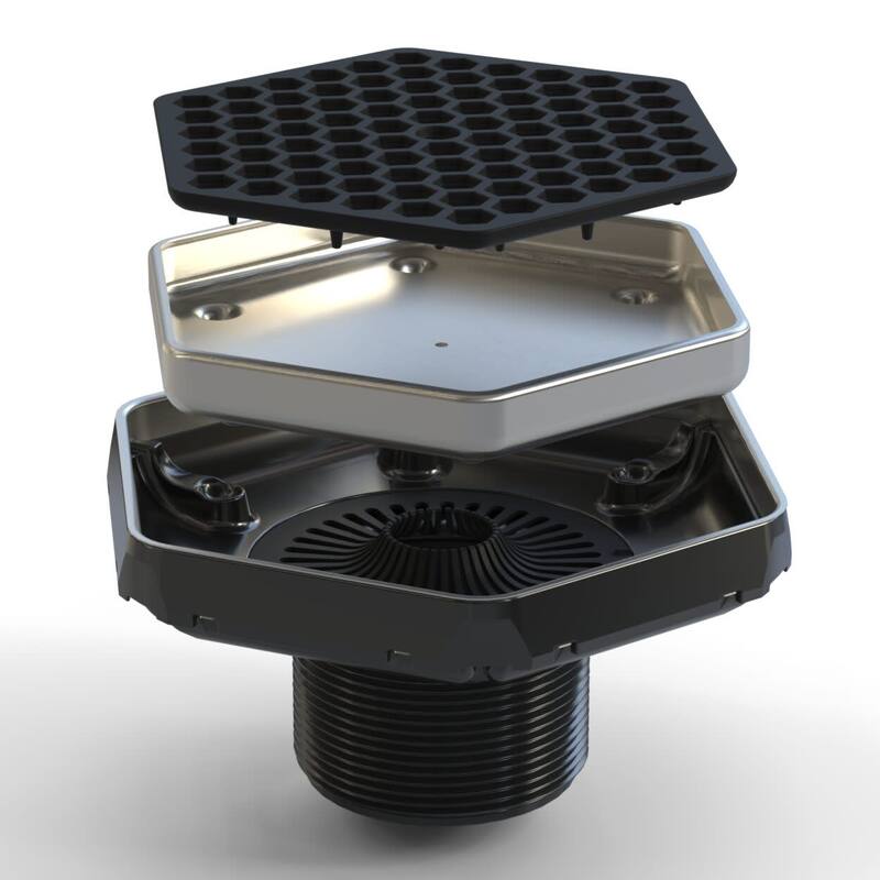 Ebbe America ETHX Hex - Tile-In Hex Drain - Brushed Nickel