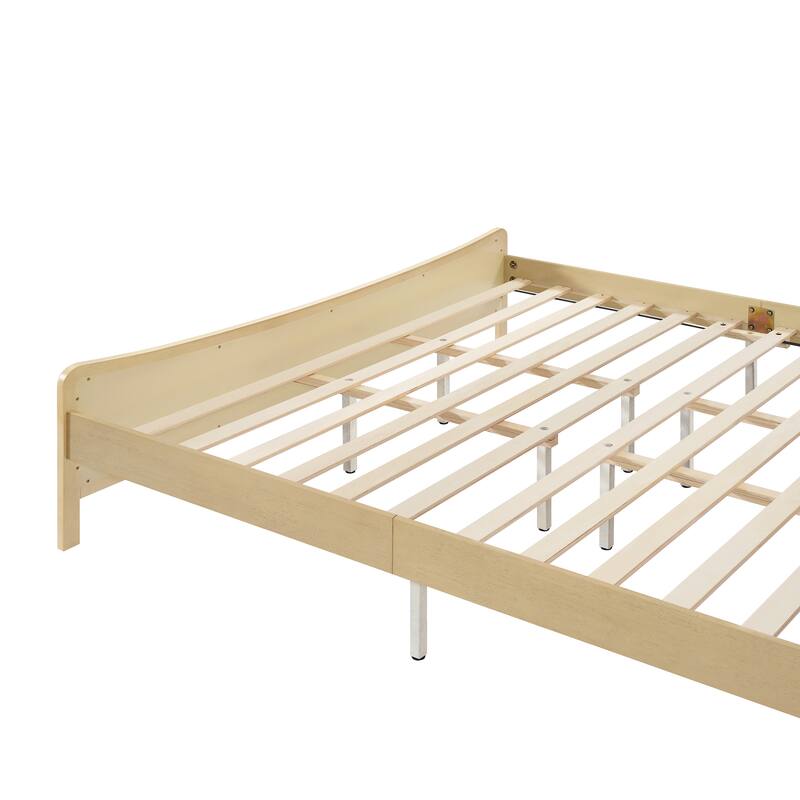 Christopher Knight Home- Celestine Curved Rubberwood Bed Frame with Rattan Headboard