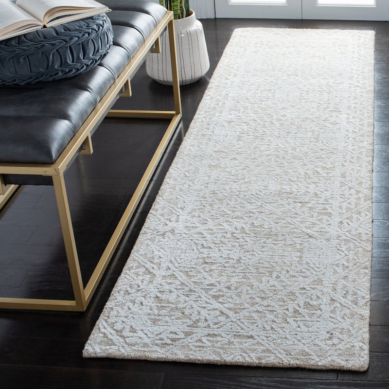 SAFAVIEH Handmade Glamour Mirijela Wool/ Viscose Rug - 2'3" x 8' Runner - Beige